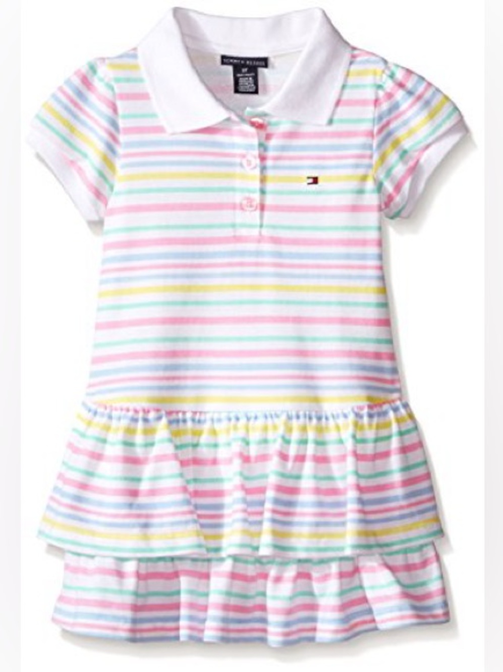 Vtg Tommy Hilfigure Rainbow Pastel Stripe Baby Dress!